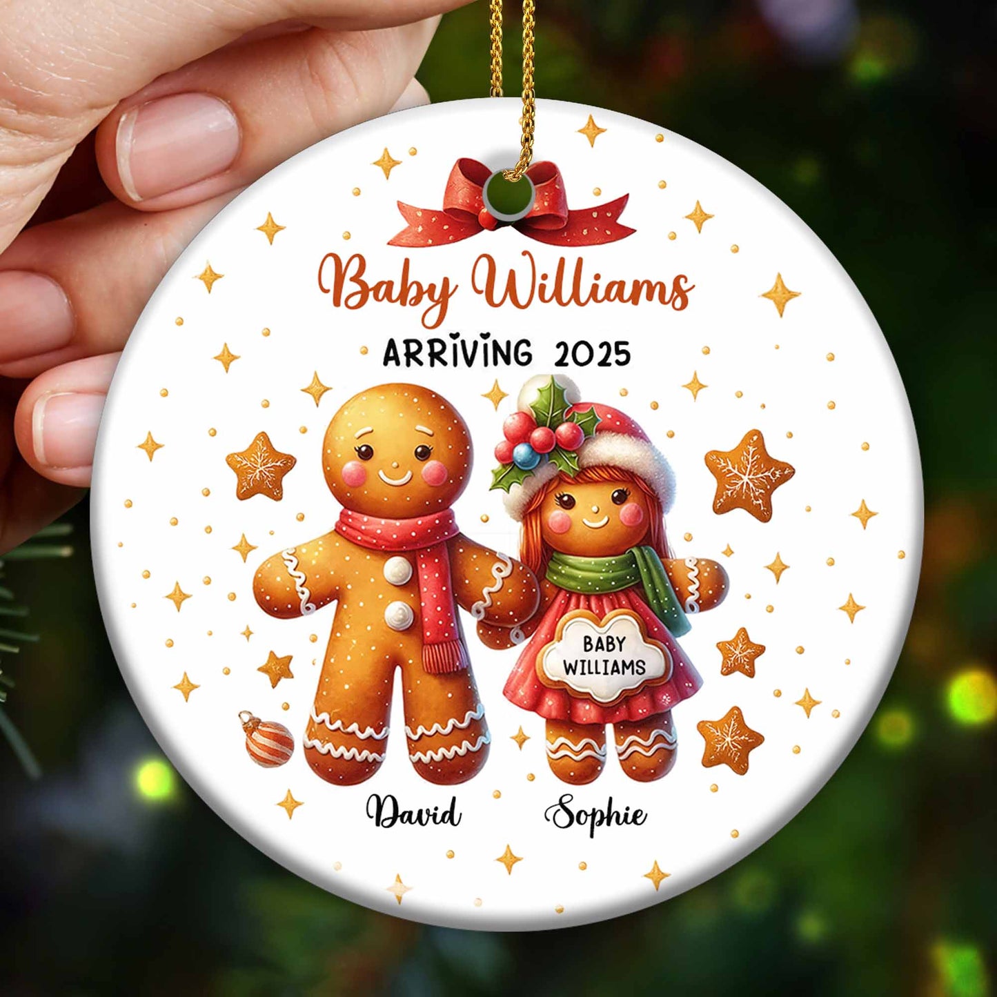 Décoration de Noël en pain d'épices - Décoration personnalisée en céramique de forme ronde - FAM444_RCE