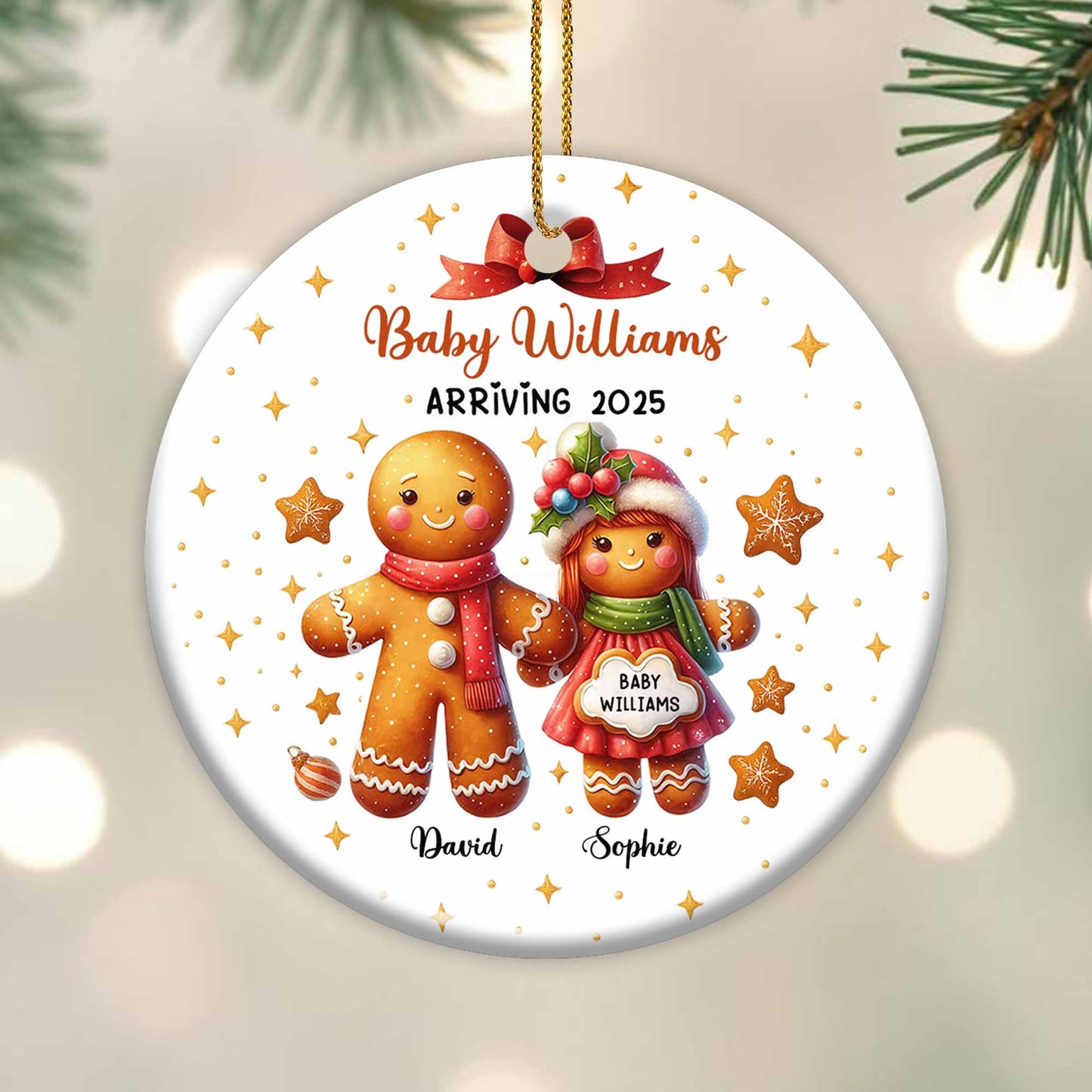 Décoration de Noël en pain d'épices - Décoration personnalisée en céramique de forme ronde - FAM444_RCE