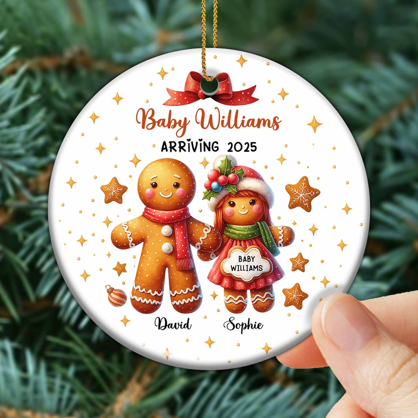 Décoration de Noël en pain d'épices - Décoration personnalisée en céramique de forme ronde - FAM444_RCE