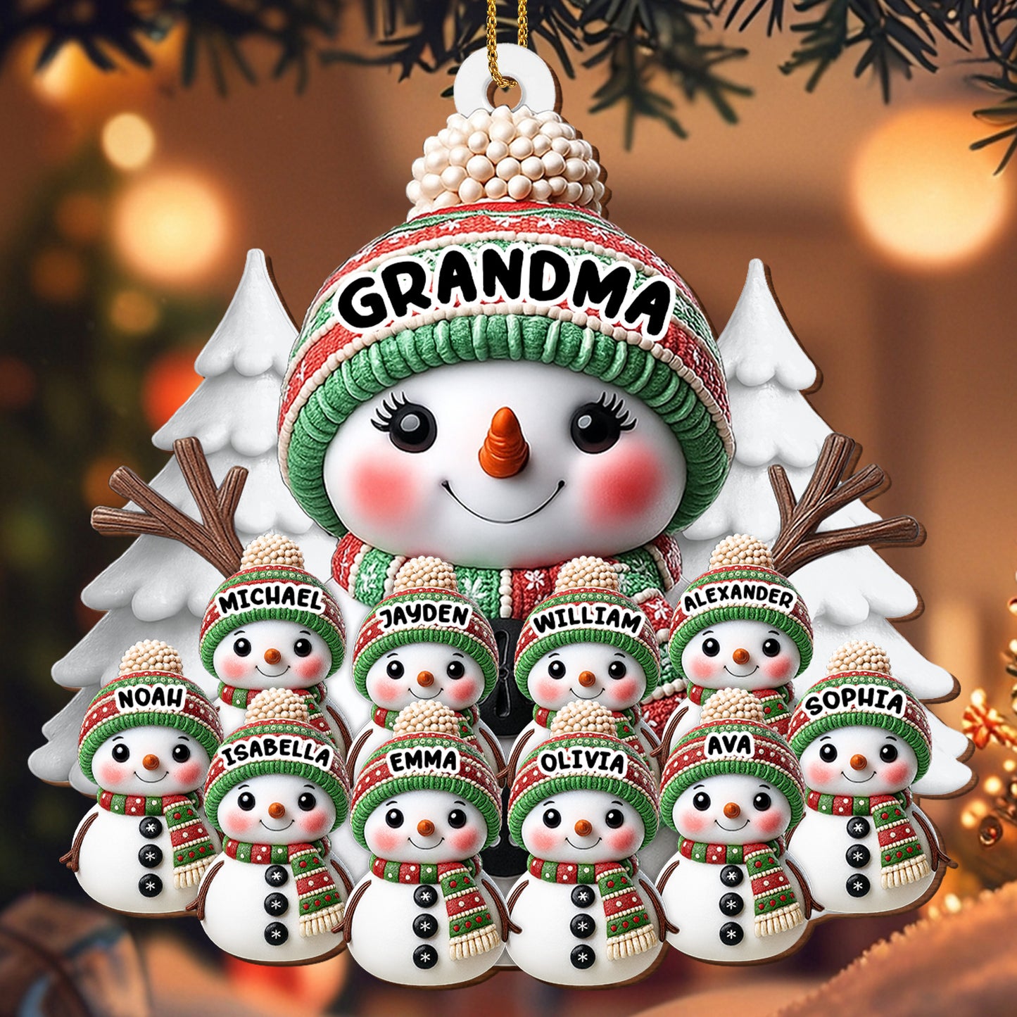 Create A Warm Holiday Decoration With Snowman - Personalized Custom Wood Ornament, Custom Shaped - FAM446_WDO