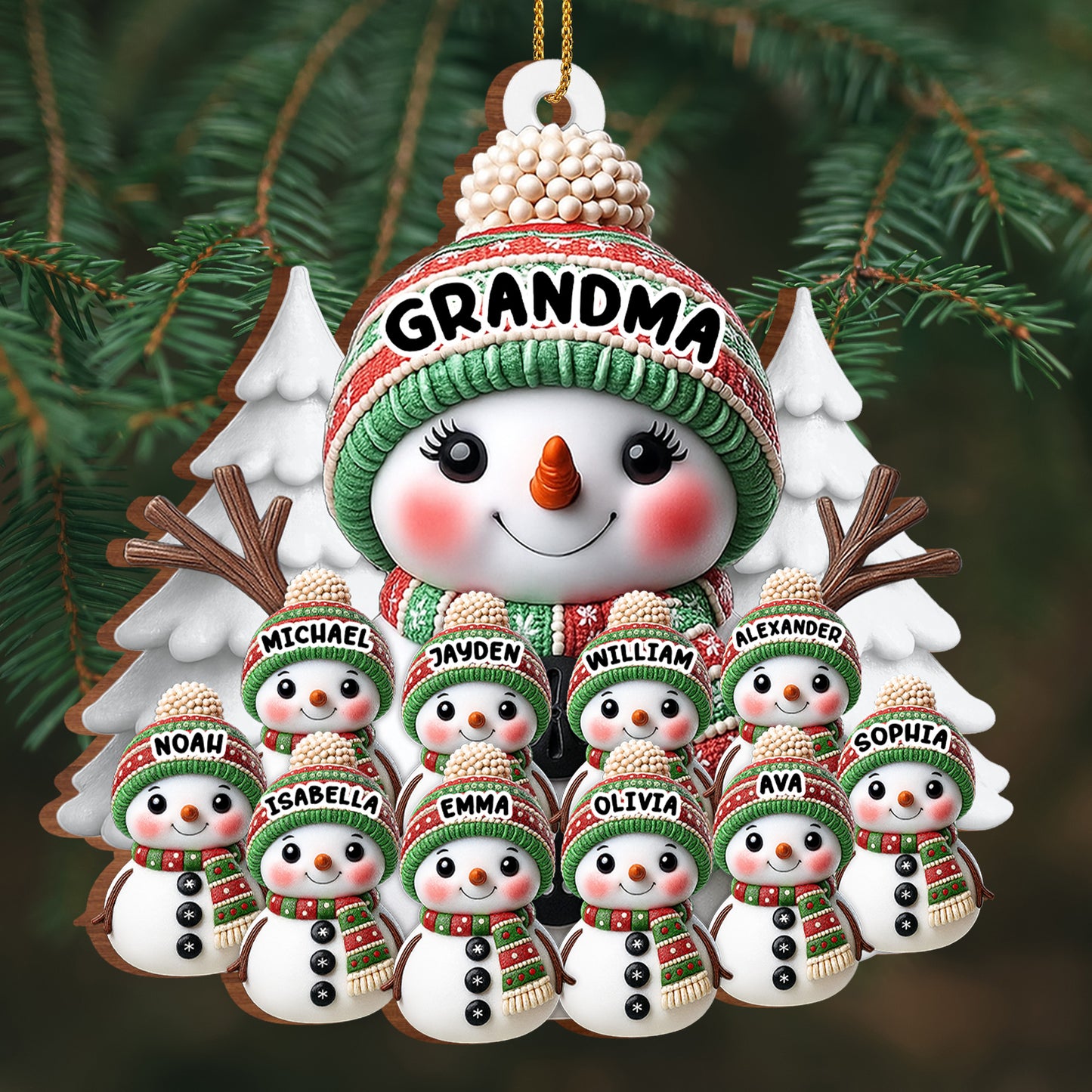 Create A Warm Holiday Decoration With Snowman - Personalized Custom Wood Ornament, Custom Shaped - FAM446_WDO