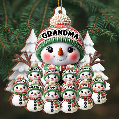 Create A Warm Holiday Decoration With Snowman - Personalized Custom Wood Ornament, Custom Shaped - FAM446_WDO