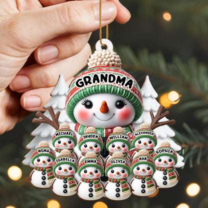 Create A Warm Holiday Decoration With Snowman - Personalized Custom Wood Ornament, Custom Shaped - FAM446_WDO