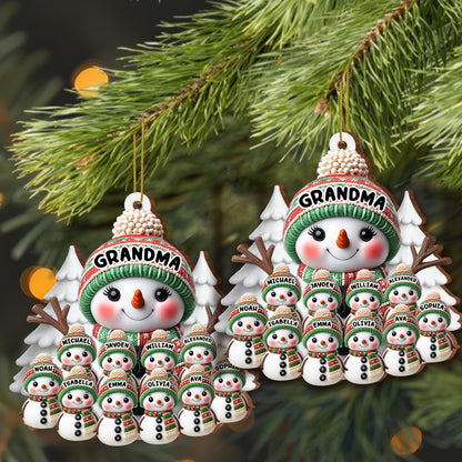 Create A Warm Holiday Decoration With Snowman - Personalized Custom Wood Ornament, Custom Shaped - FAM446_WDO