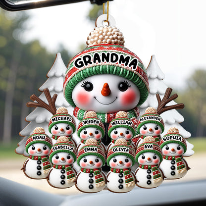 Create A Warm Holiday Decoration With Snowman - Personalized Custom Wood Ornament, Custom Shaped - FAM446_WDO