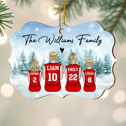 Family Watching Over Snowy Landscape