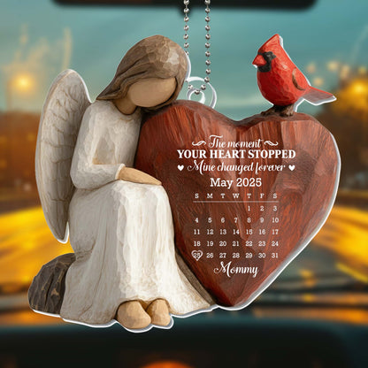 The Moment Your Heart Stopped, Angel and Heart Ornament - Personalized Custom Acrylic Ornament, Car Hanging Ornament - HME453_ACA