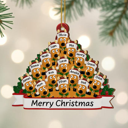 Feliz Navidad con mi familia y mis adorables perritos - Adorno de madera personalizado, forma personalizada - FAM456_WDO