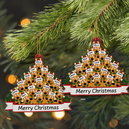 Feliz Navidad con mi familia y mis adorables perritos - Adorno de madera personalizado, forma personalizada - FAM456_WDO