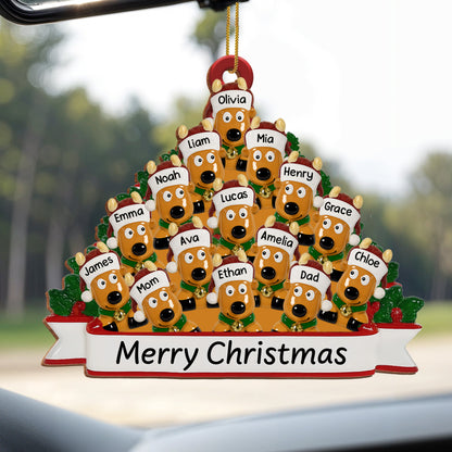 Feliz Navidad con mi familia y mis adorables perritos - Adorno de madera personalizado, forma personalizada - FAM456_WDO