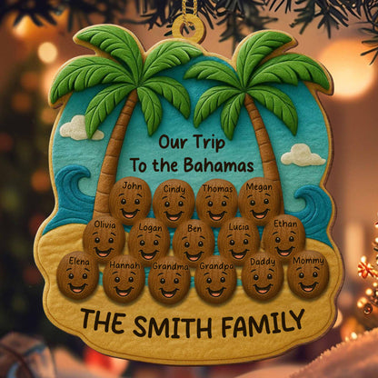 Our Trip To The Bahamas, Palm Trees And Beach Family Ornament