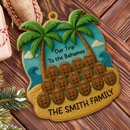 Our Trip To The Bahamas, Palm Trees And Beach Family Ornament
