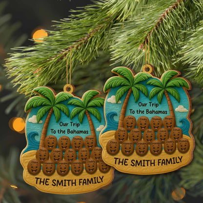 Our Trip To The Bahamas, Palm Trees And Beach Family Ornament