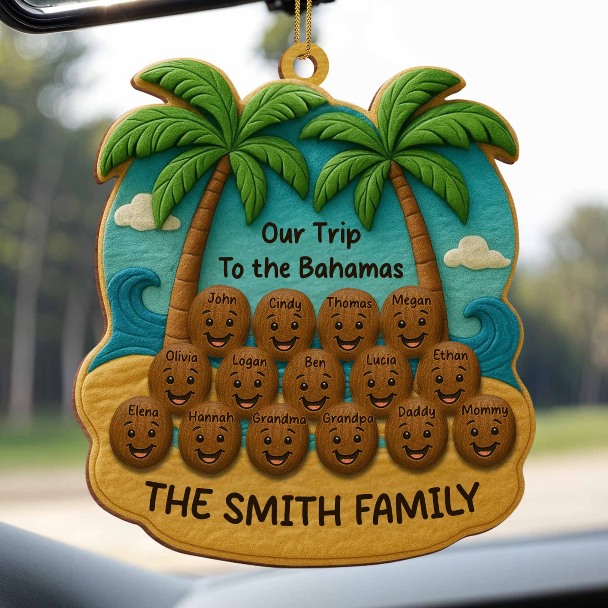 Our Trip To The Bahamas, Palm Trees And Beach Family Ornament