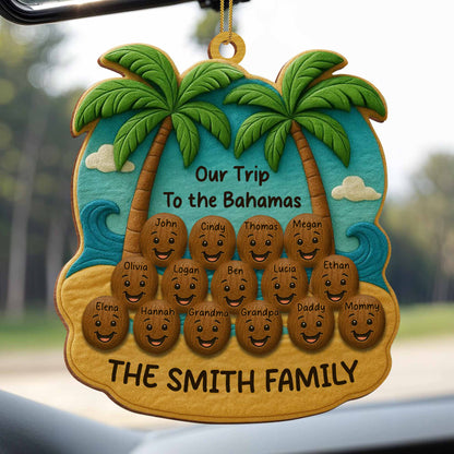 Our Trip To The Bahamas, Palm Trees And Beach Family Ornament