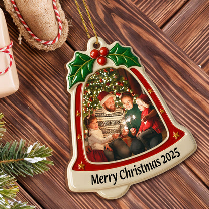 Merry Christmas Bell With Holly and Stars