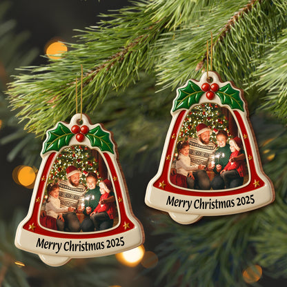 Merry Christmas Bell With Holly and Stars