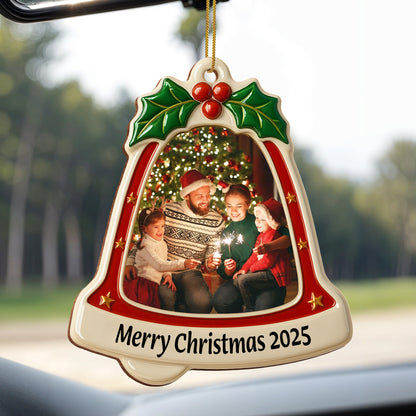 Merry Christmas Bell With Holly and Stars