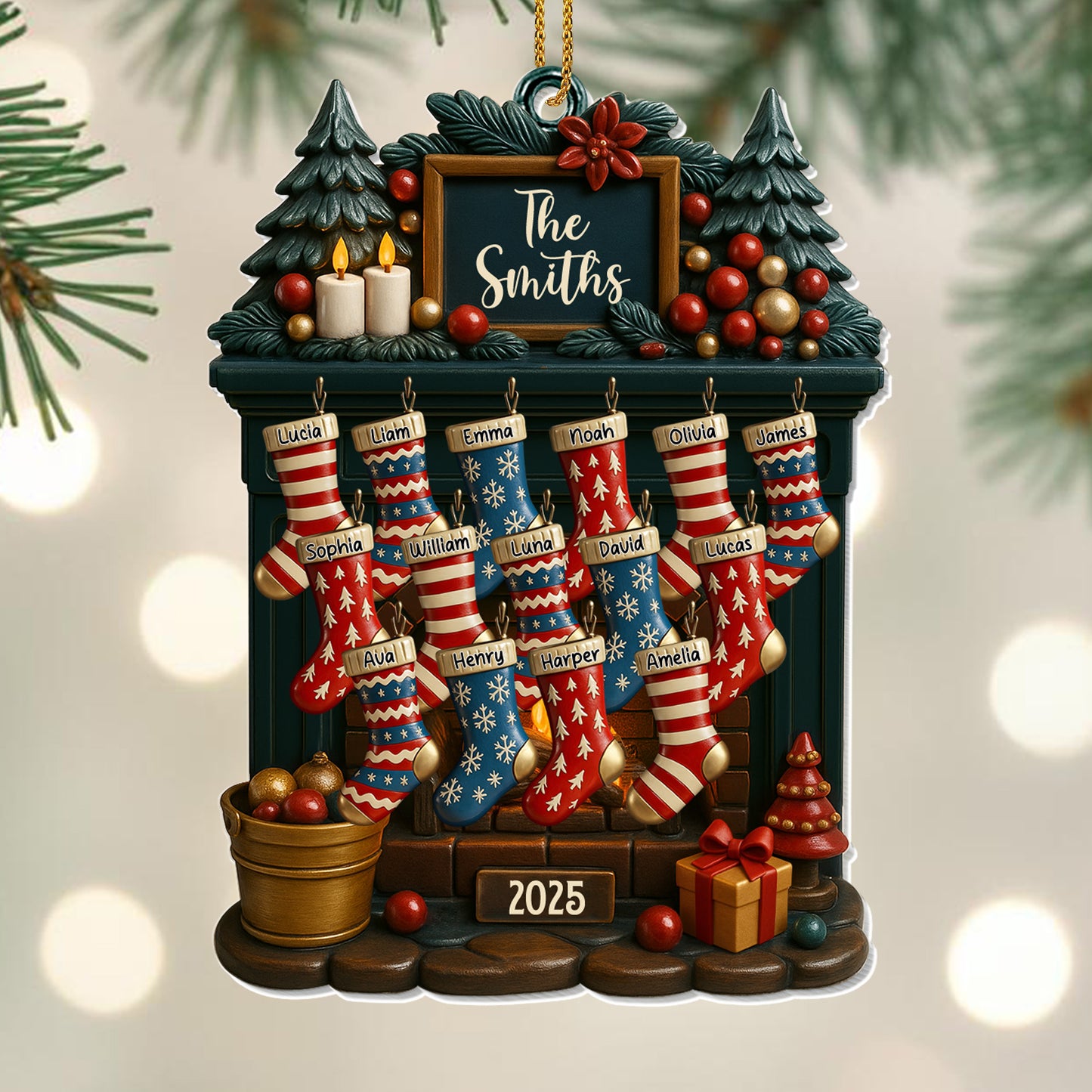 Customizable Christmas Stockings And Fireplace Display