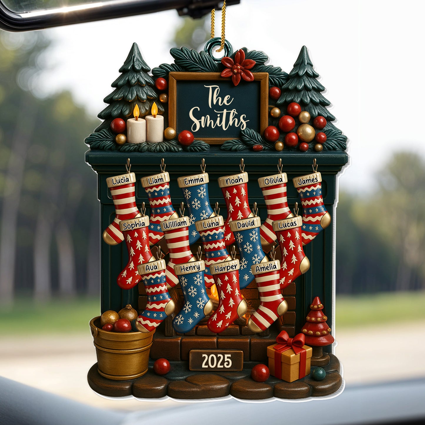 Customizable Christmas Stockings And Fireplace Display