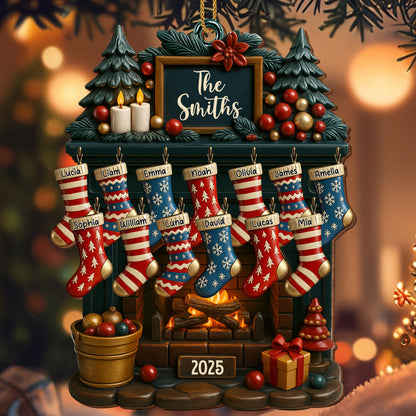 Holiday Gatherings Customized Family Name Wood Ornament