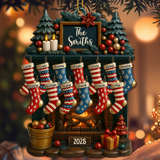 Holiday Gatherings Customized Family Name Wood Ornament
