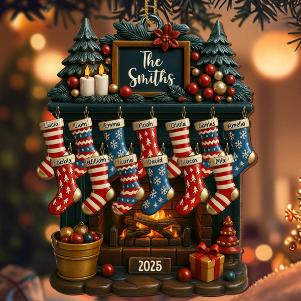 Holiday Gatherings Customized Family Name Wood Ornament