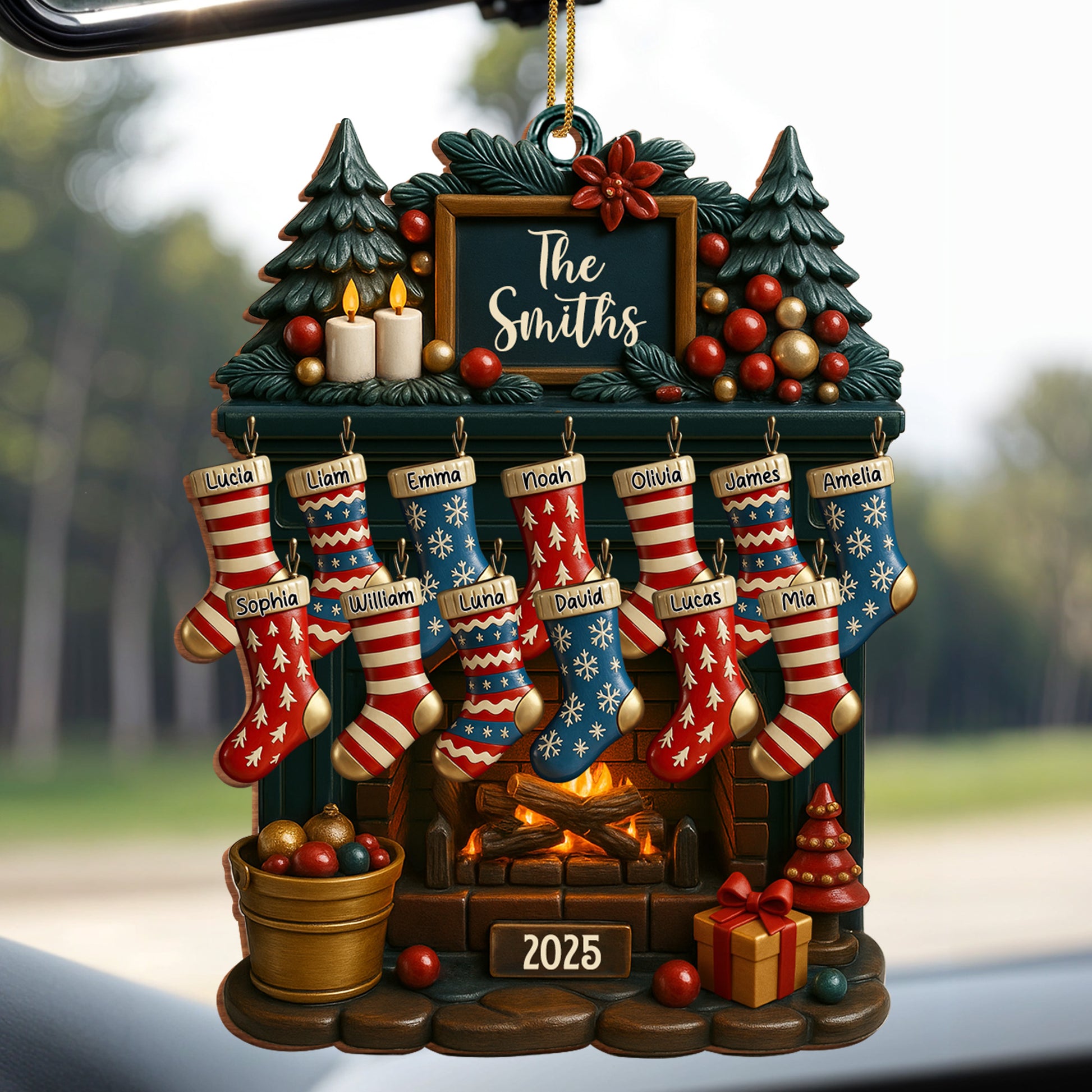 Holiday Gatherings Customized Family Name Wood Ornament