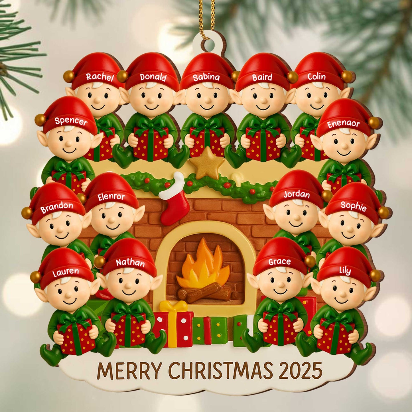 Merry Christmas Family Fireplace Scene