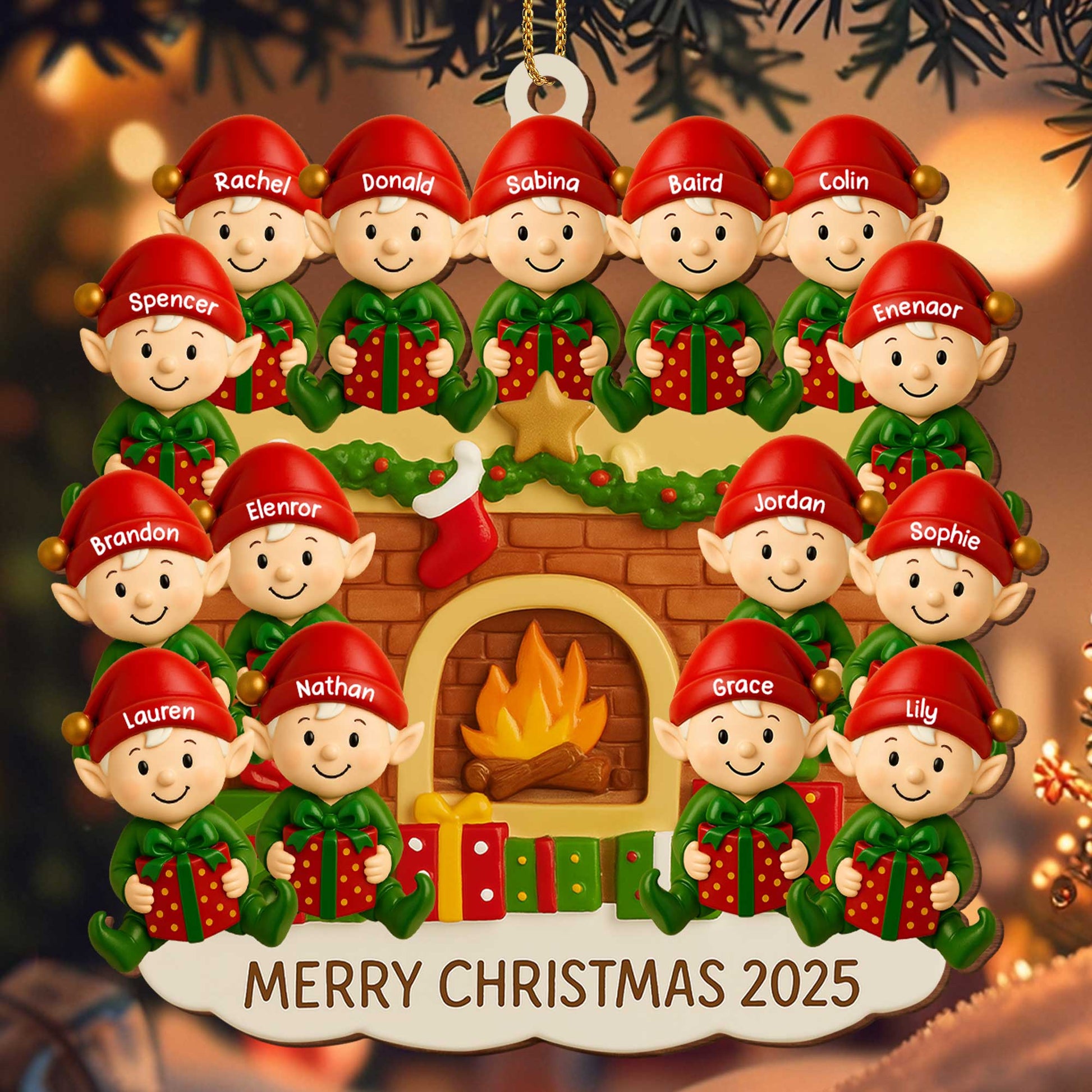 Merry Christmas Family Fireplace Scene