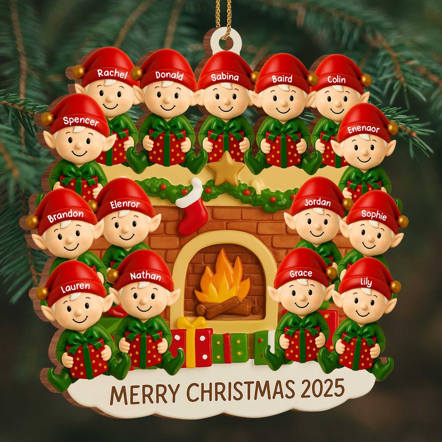 Merry Christmas Family Fireplace Scene