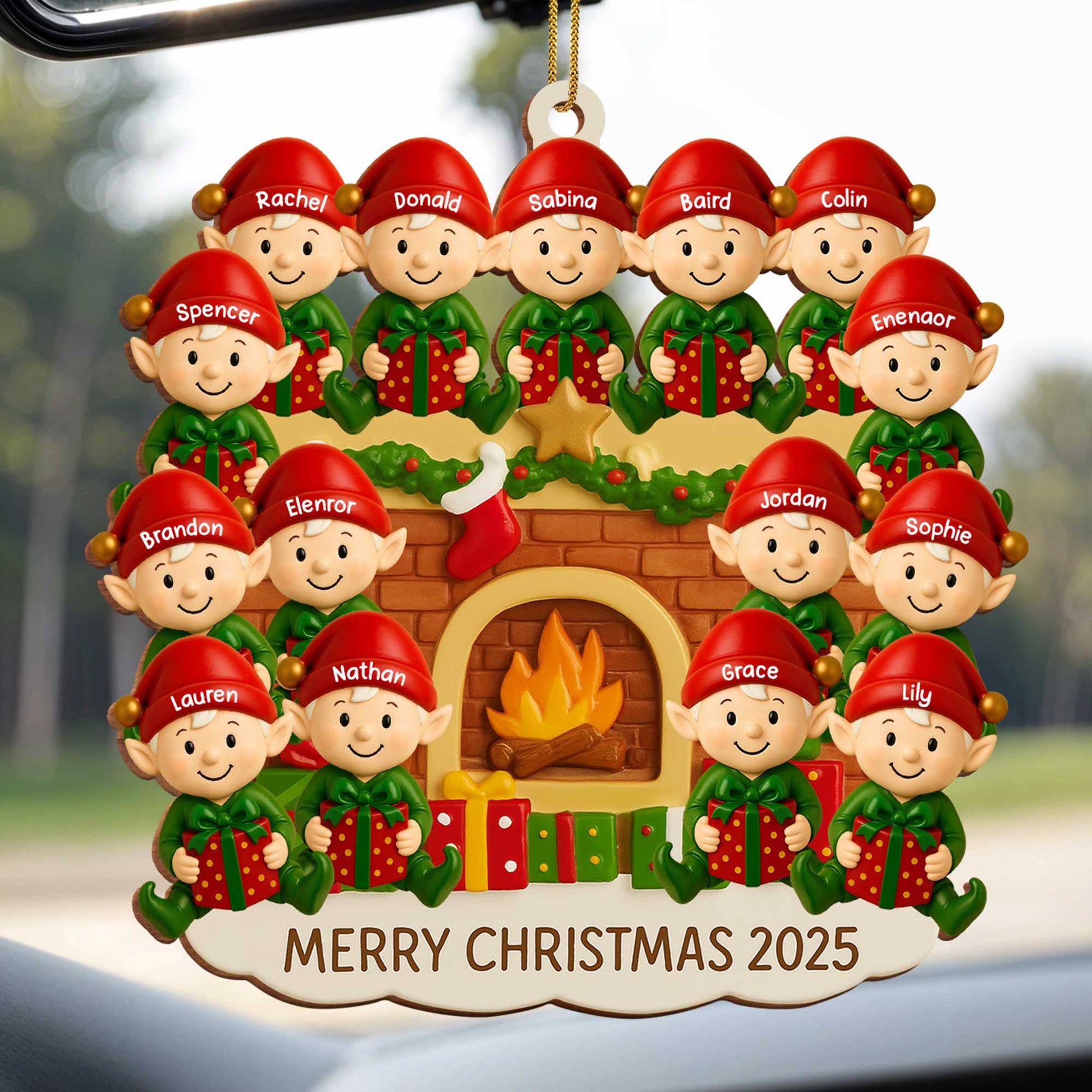 Merry Christmas Family Fireplace Scene