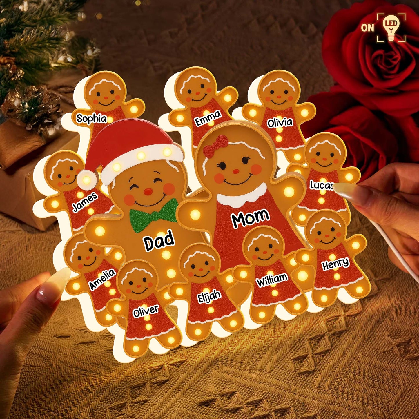 Customize Your Family Gingerbread LED Light Box