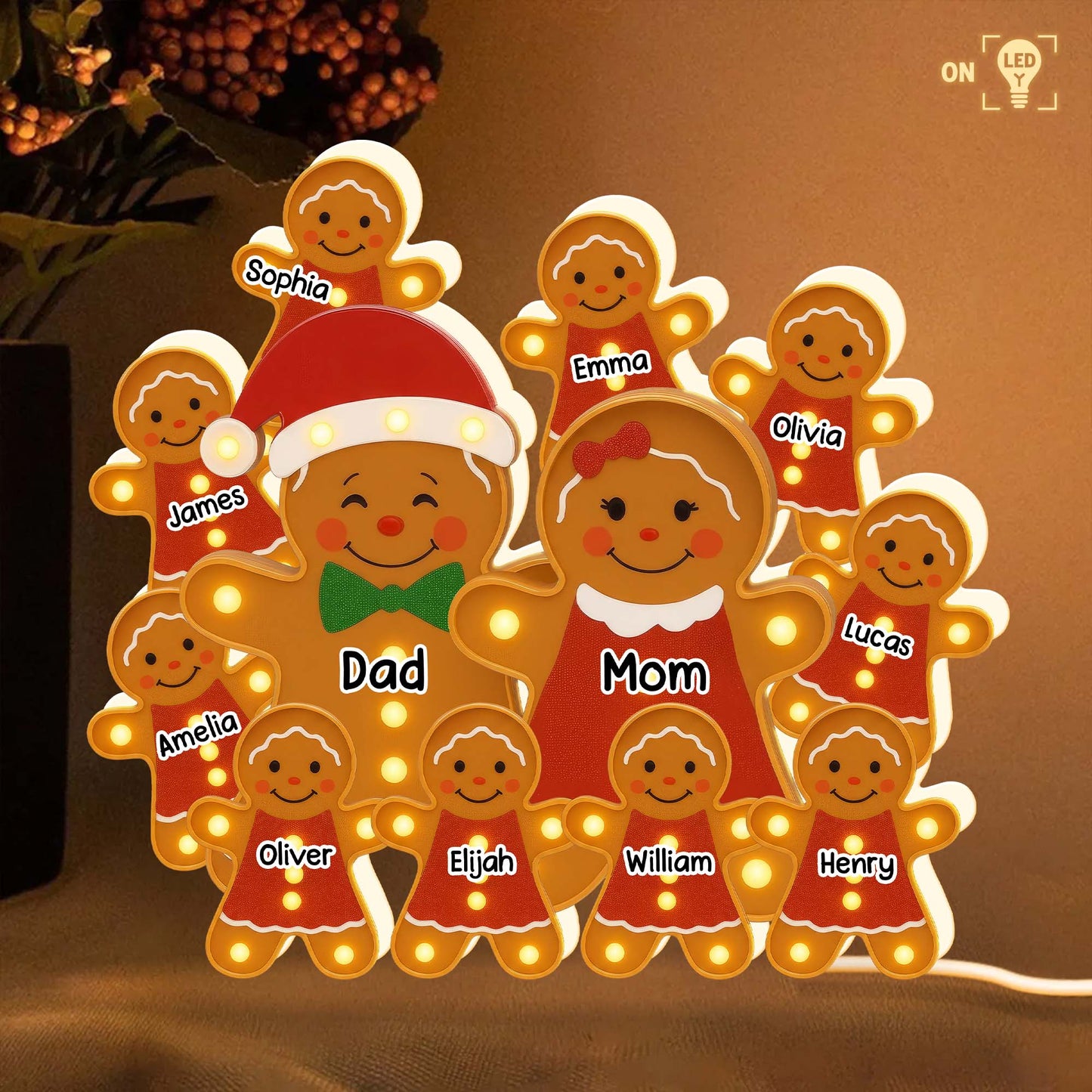 Customize Your Family Gingerbread LED Light Box