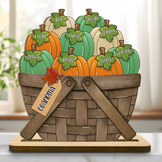 Customizable Wood Plaque With Pumpkins For Thanksgiving