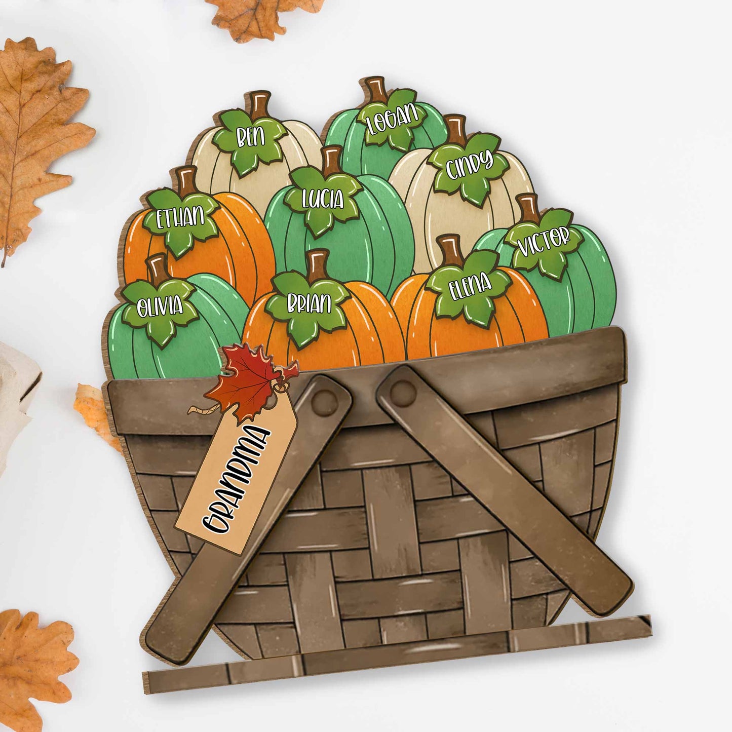 Customizable Wood Plaque With Pumpkins For Thanksgiving