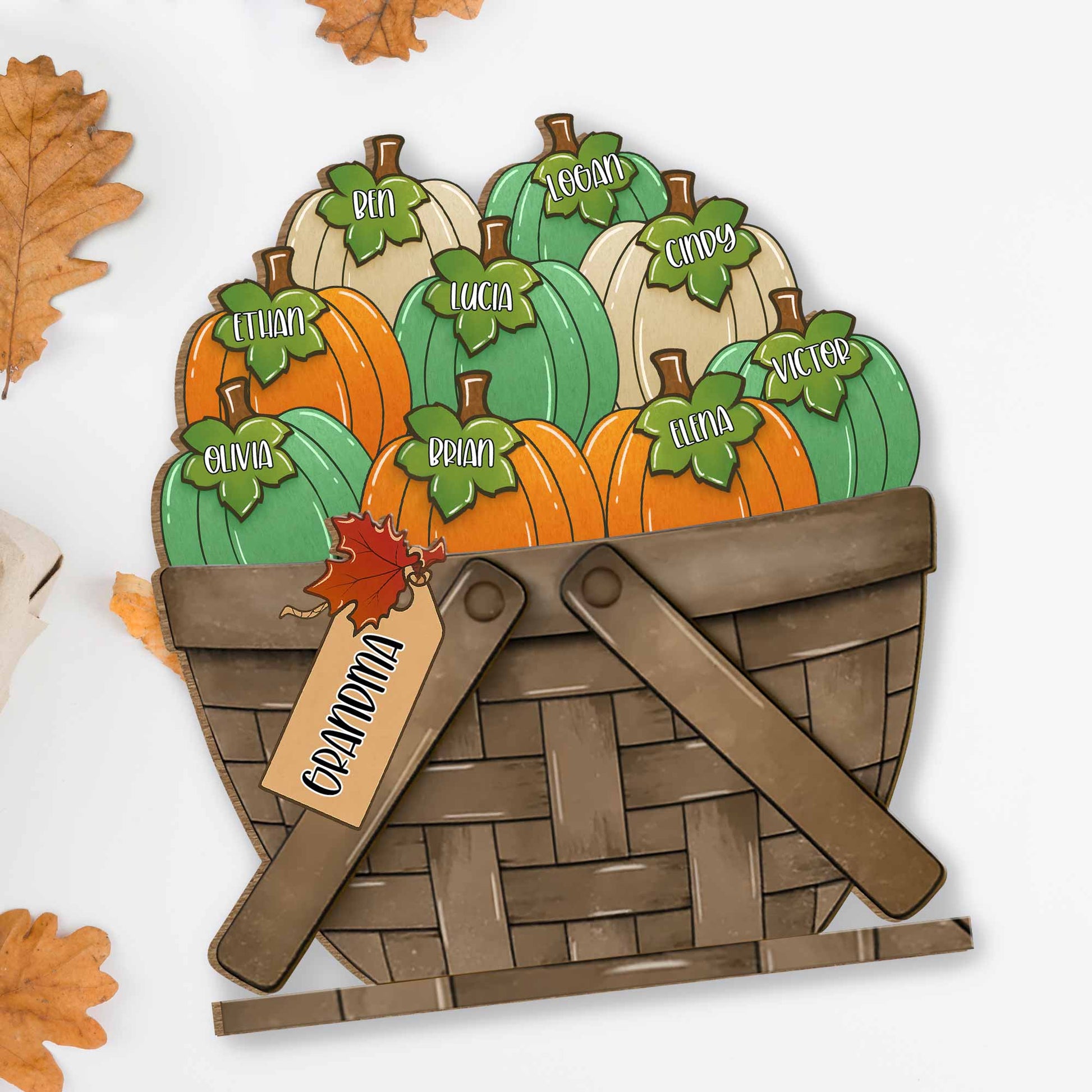 Customizable Wood Plaque With Pumpkins For Thanksgiving