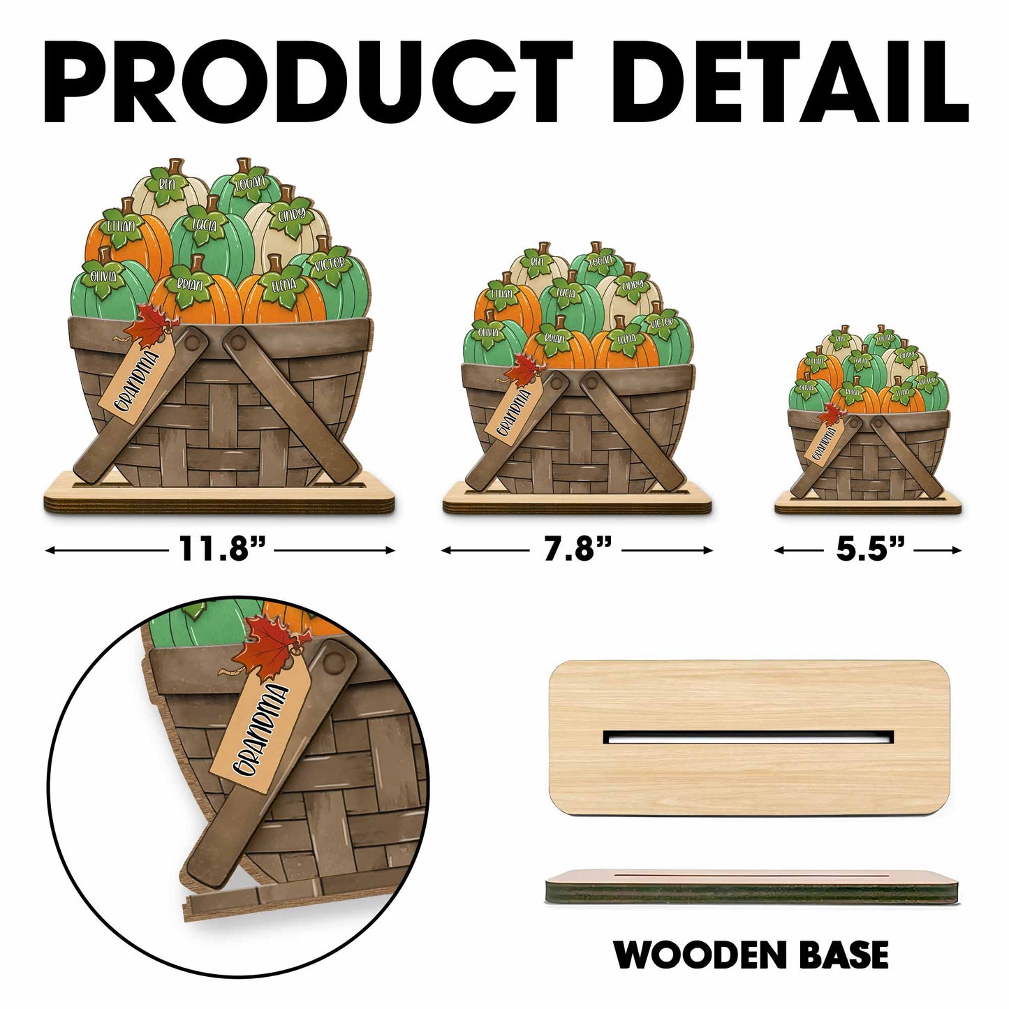 Customizable Wood Plaque With Pumpkins For Thanksgiving