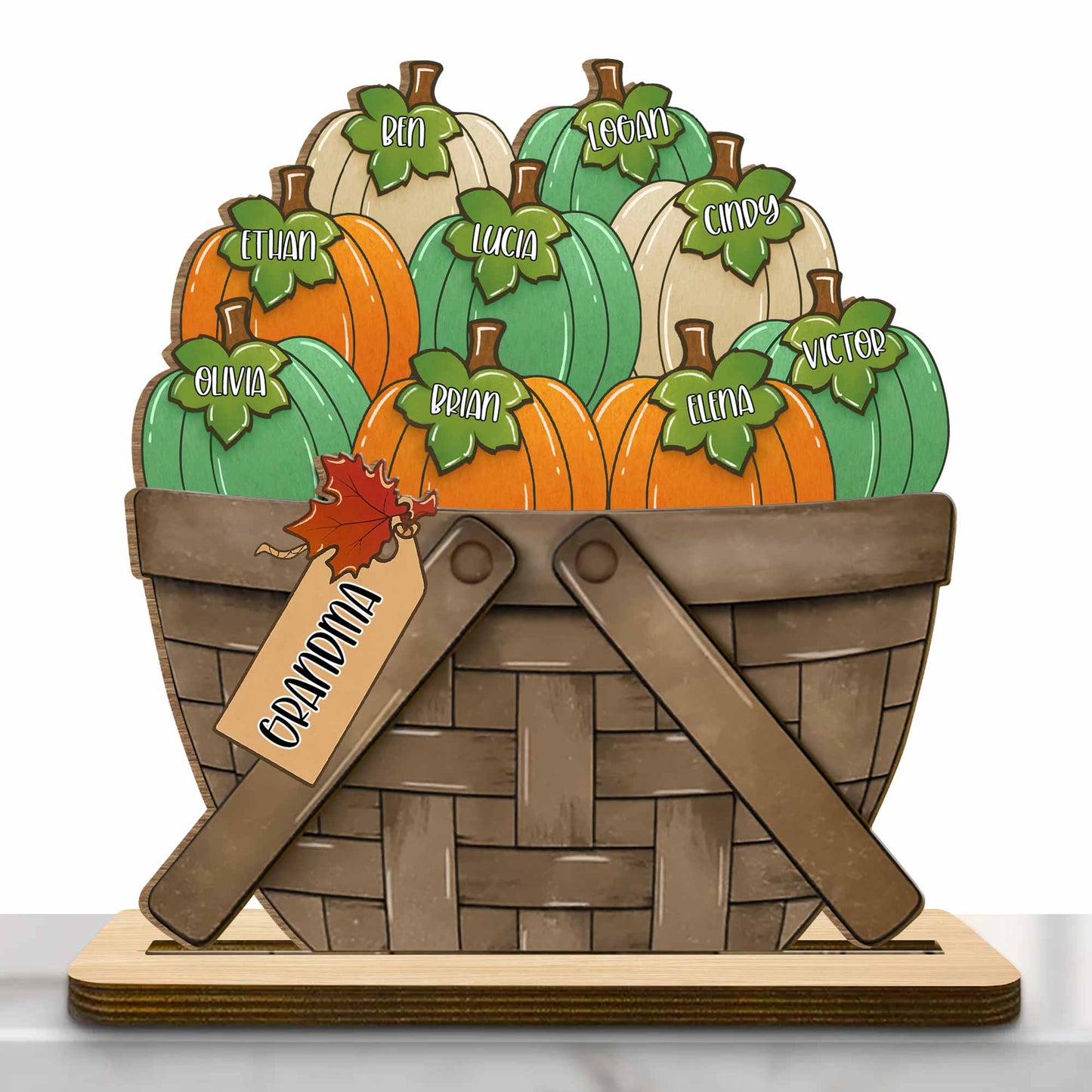 Customizable Wood Plaque With Pumpkins For Thanksgiving