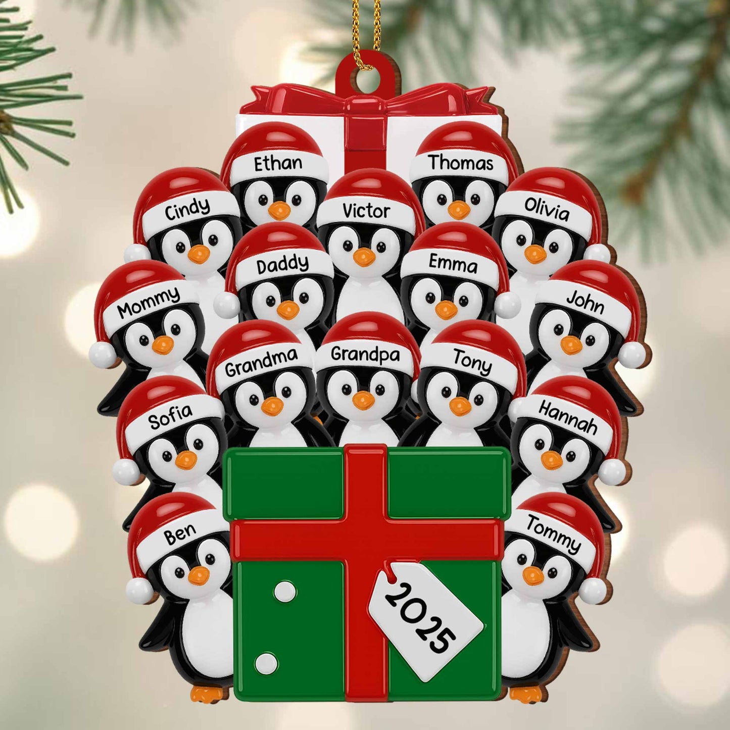 To [Customized], May Your Holidays Be Merry & Bright, Penguin and Gift Box