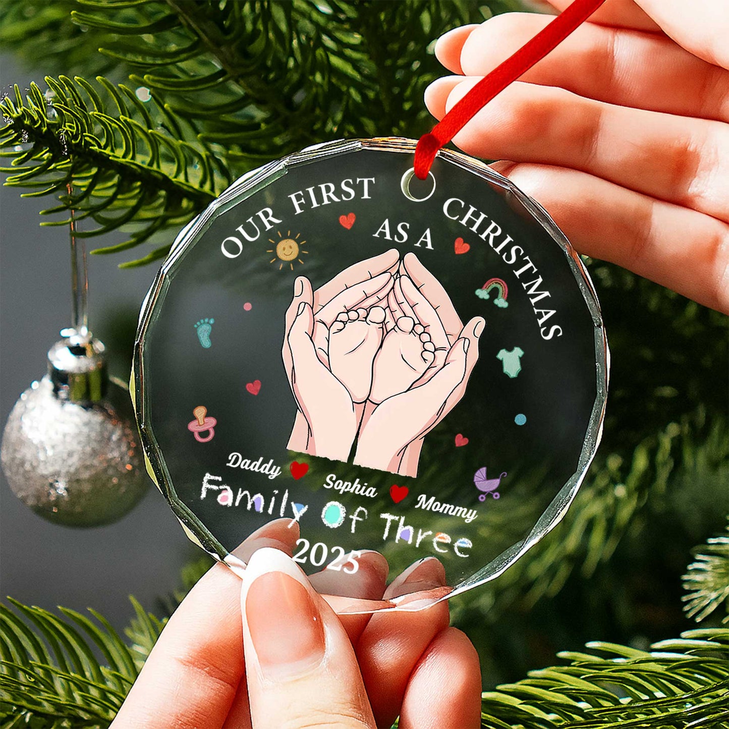 Our First Christmas As A Family Of Three, Hands and Baby Feet