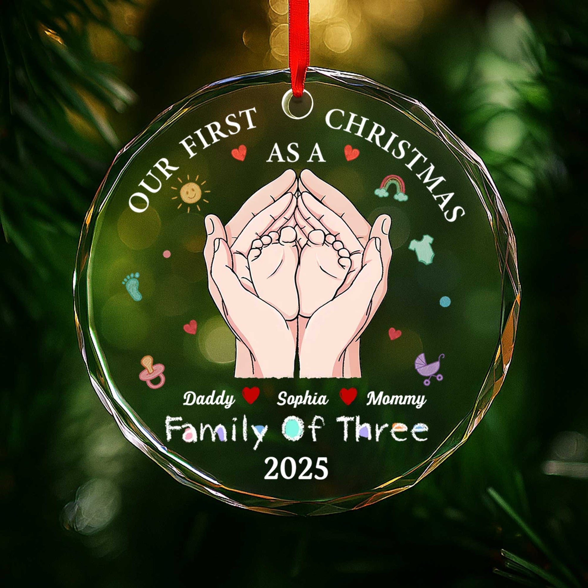 Our First Christmas As A Family Of Three, Hands and Baby Feet