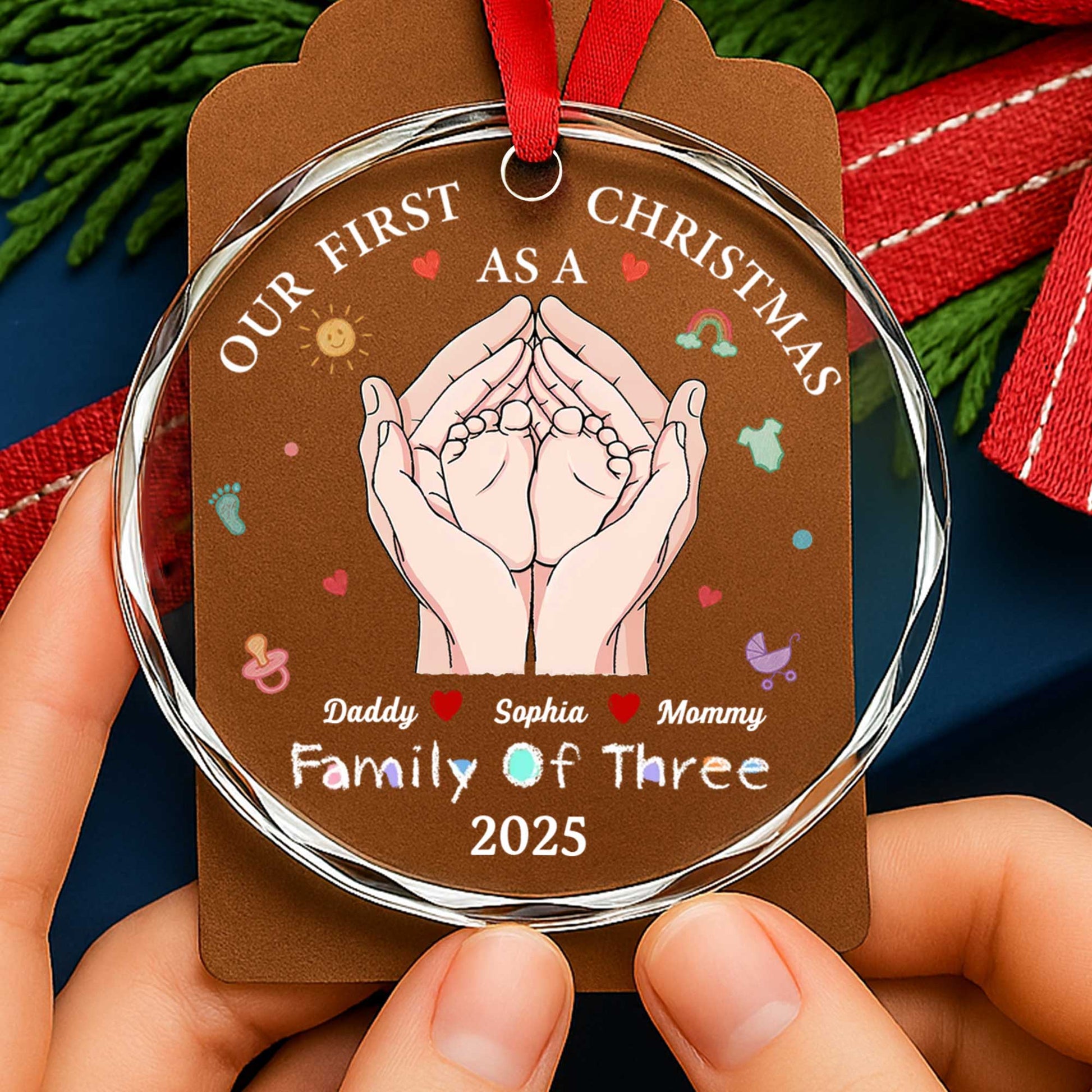 Our First Christmas As A Family Of Three, Hands and Baby Feet