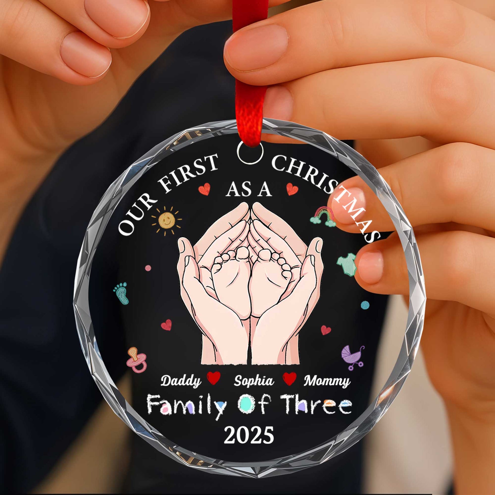 Our First Christmas As A Family Of Three, Hands and Baby Feet