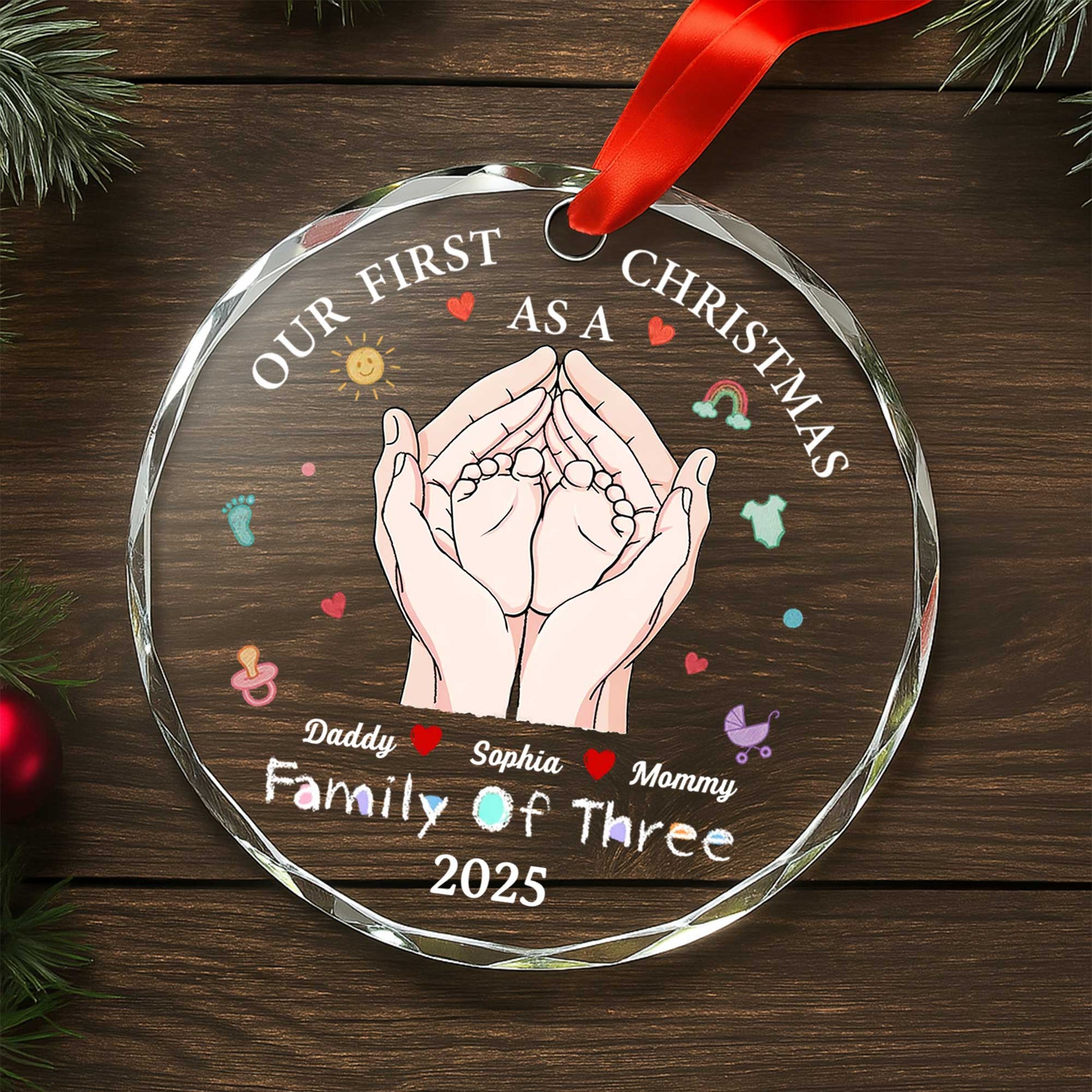 Our First Christmas As A Family Of Three, Hands and Baby Feet