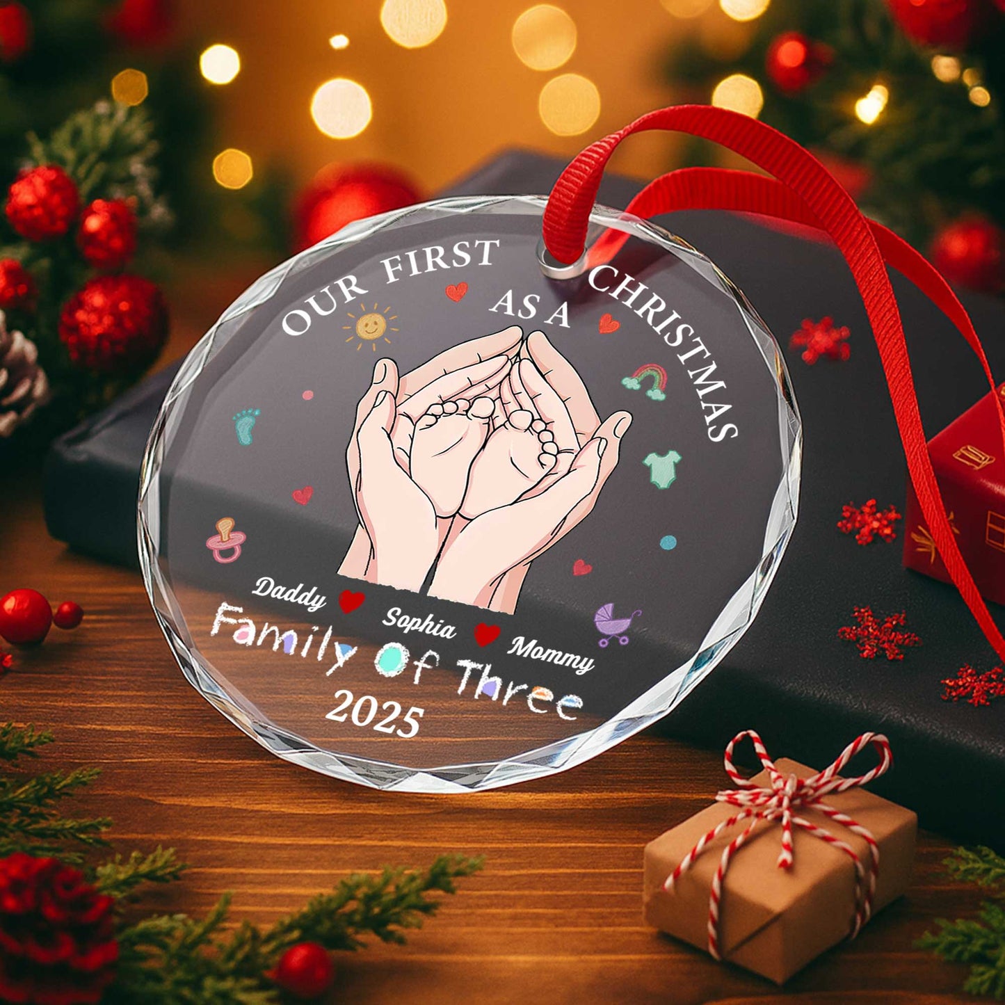 Our First Christmas As A Family Of Three, Hands and Baby Feet