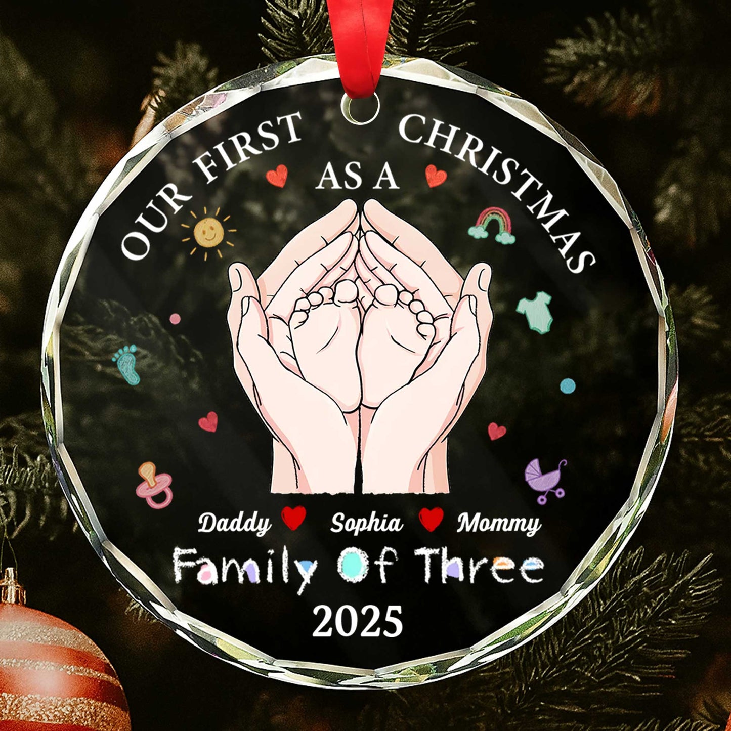 Our First Christmas As A Family Of Three, Hands and Baby Feet