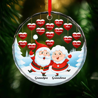 Santa And Mrs Claus Christmas Ornament With Hearts