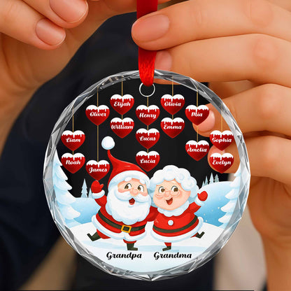 Santa And Mrs Claus Christmas Ornament With Hearts