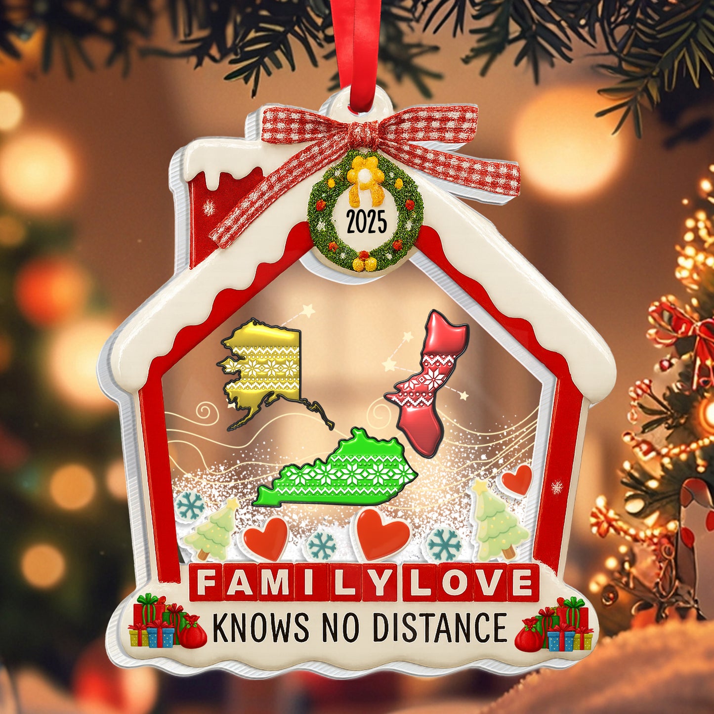 Family Love Knows No Distance, Christmas Ornament